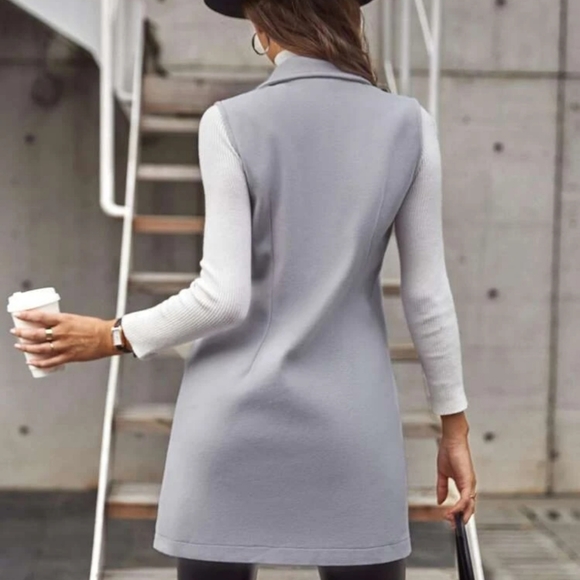 Thick Woolen lapel sleeveless coat.M(Fits 12-18) SHEIN - Picture 4 of 5